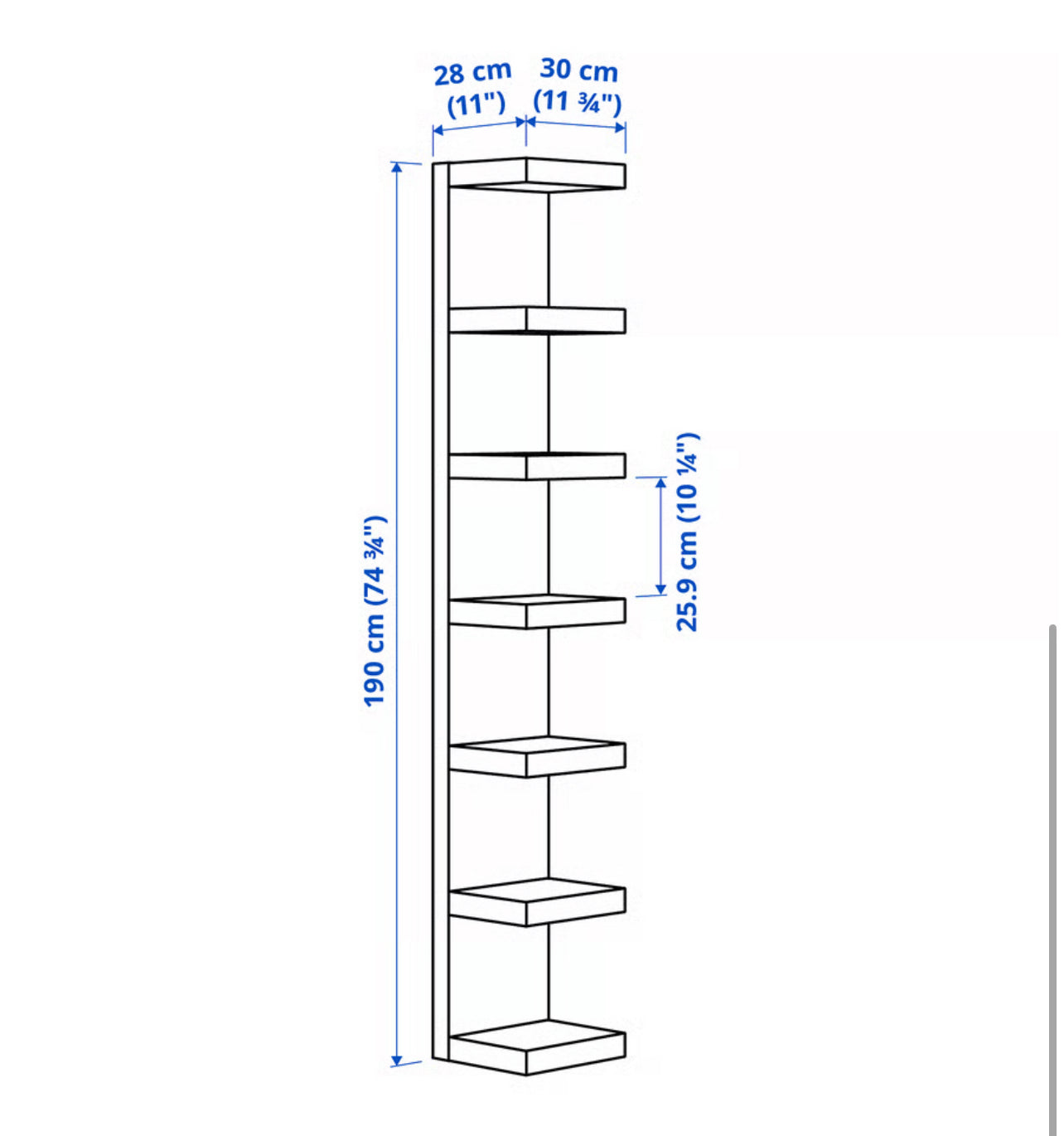 LACK Wall shelf unit, black-brown, 30x190 cm