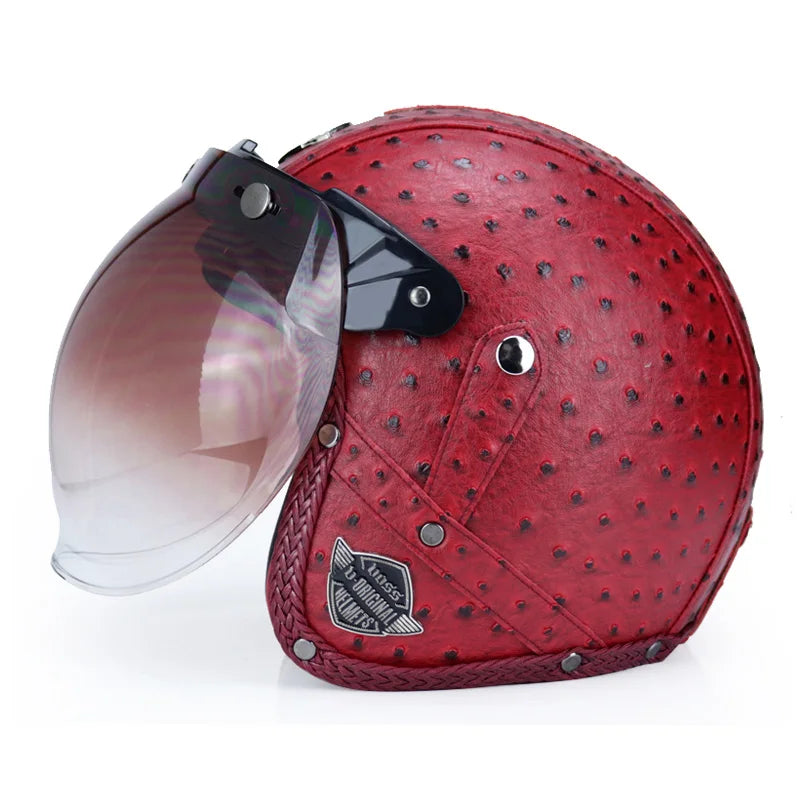 Retro Motorcycle Helmet PU Leather