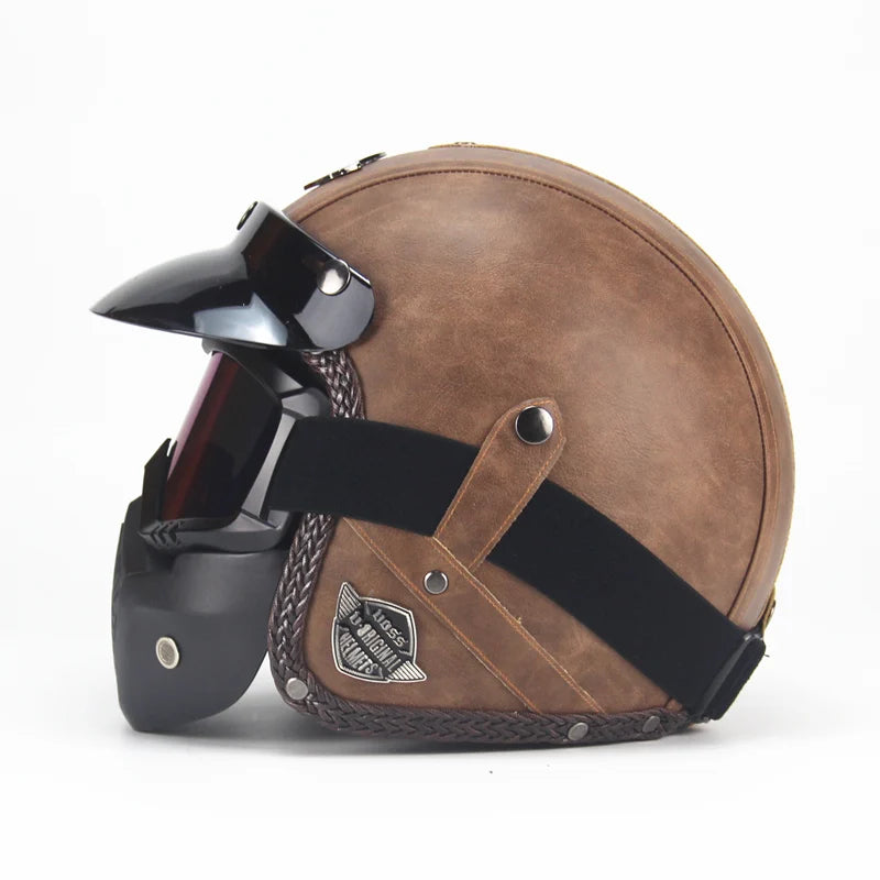 Retro Motorcycle Helmet PU Leather