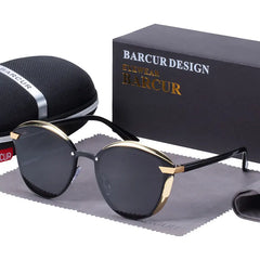 BARCUR Luxury Round Polarized Sunglasses for Women