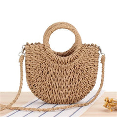 Summer Rattan Woven Straw Crossbody Bag