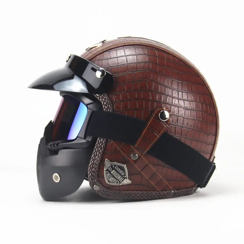 Retro Motorcycle Helmet PU Leather