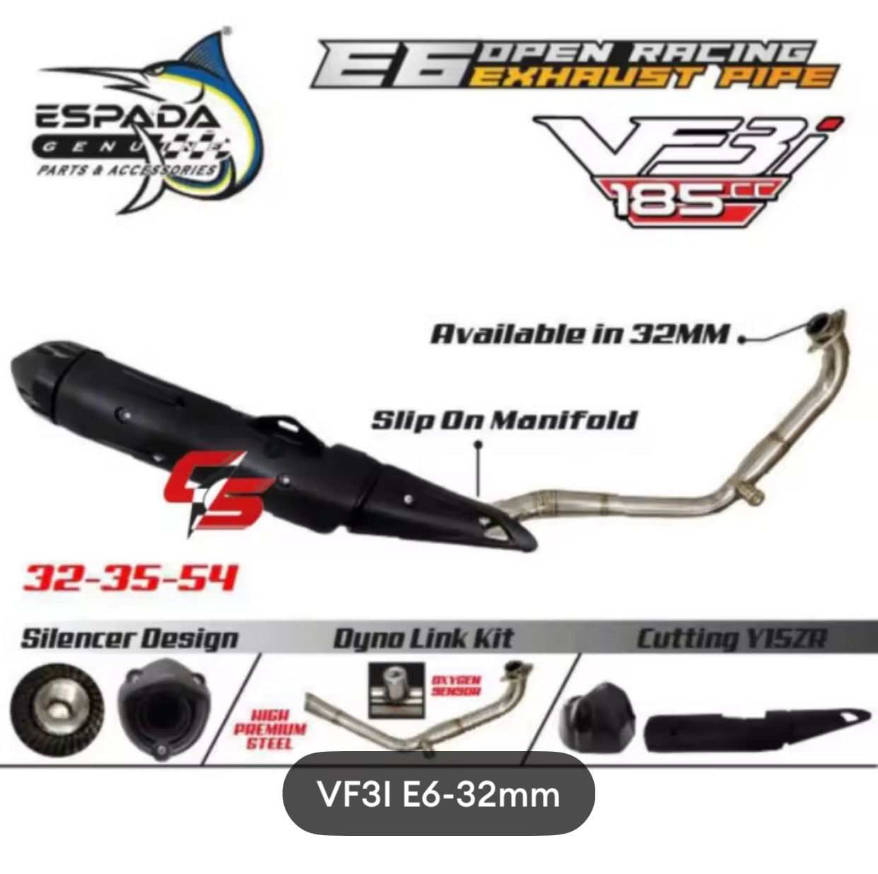 XRACING RS150 VF3I LC135 Y15ZR Y15 Y16ZR Y16 Espada E6 E7 Standard racing Exhaust 32mm 35mm 28mm -By Sea Courier Method 🚢📦