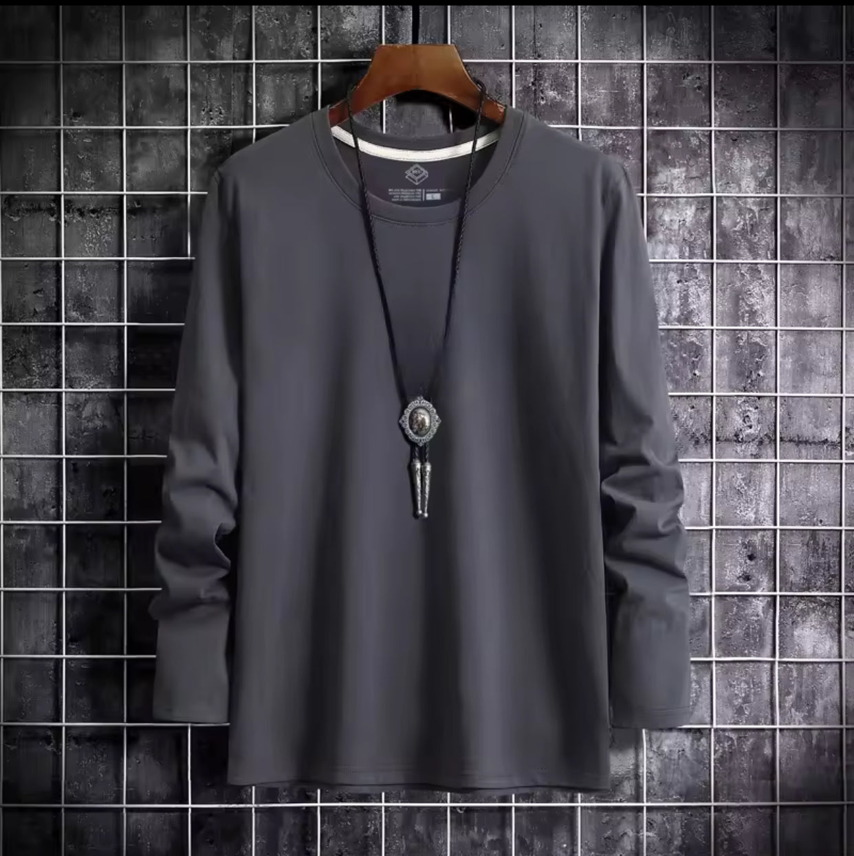 Loose Fit Men's Long Sleeve T-Shirt Pure Cotton Black Printed Thin Style Autumn Base Shirt Trendy Brand Casual Youth Fashion -By Sea Courier Method 🚢📦