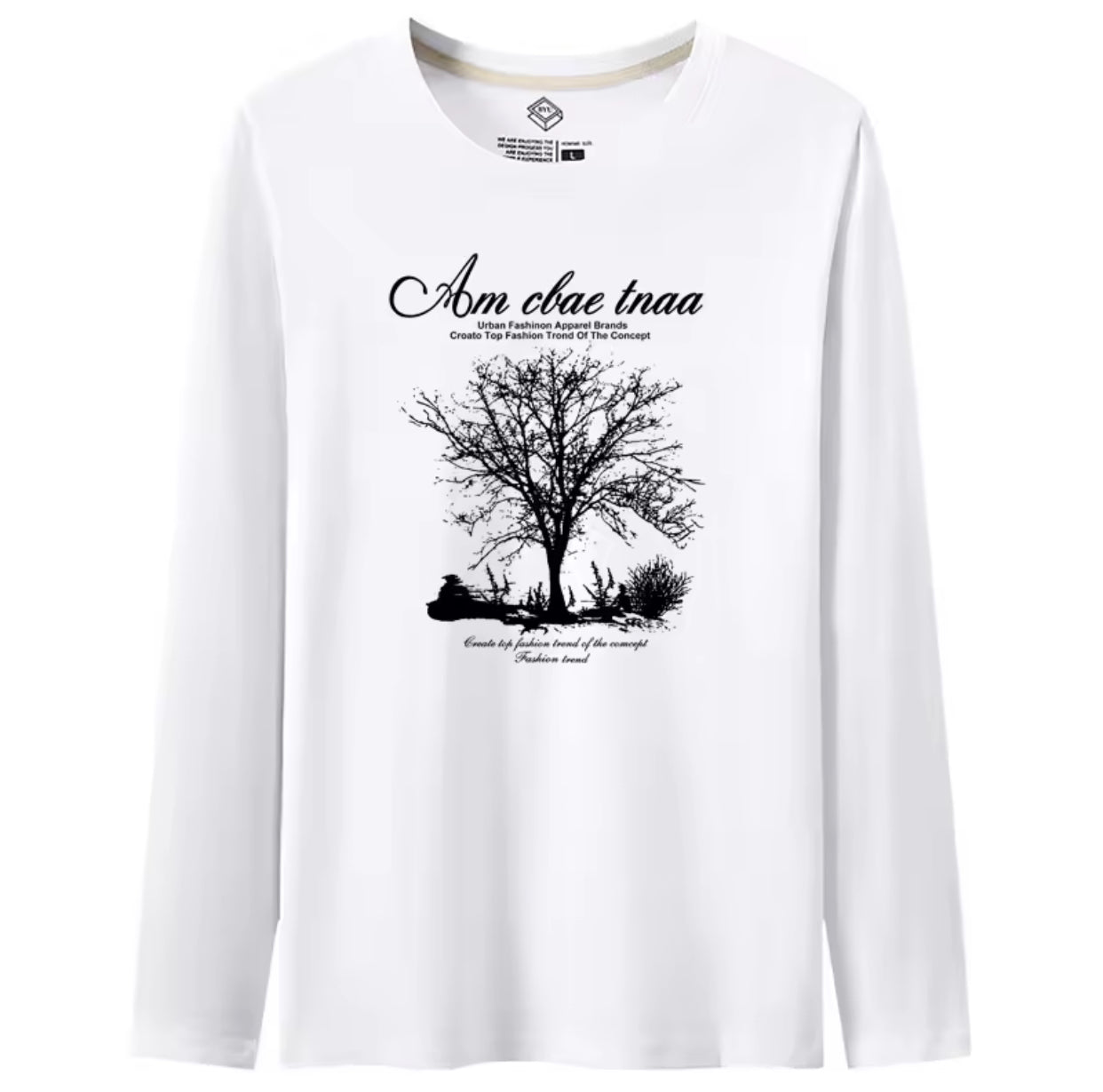 Loose Fit Men's Long Sleeve T-Shirt Pure Cotton Black Printed Thin Style Autumn Base Shirt Trendy Brand Casual Youth Fashion -By Sea Courier Method 🚢📦