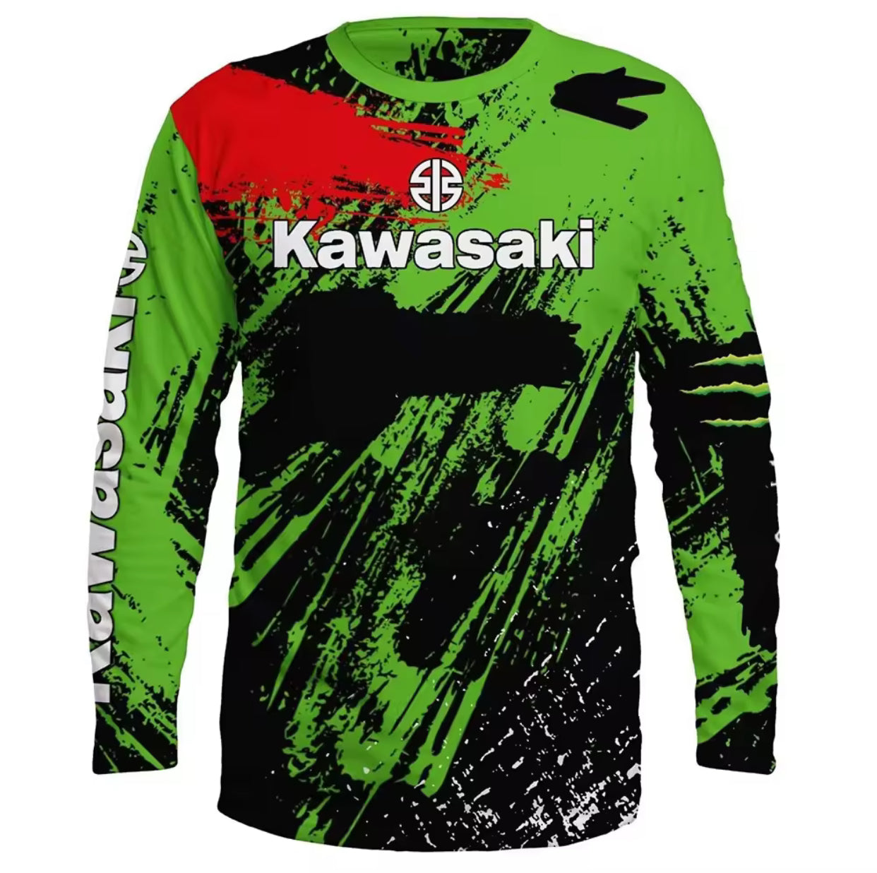 Kawasaki Motorcycle Racing Team Men Colourful T-shirt Long Sleeve Spring And Autumn Men Tee Shirts 2024 New Sports Streatwear Style Children Clothes Tops -By Sea Courier Method 🚢📦