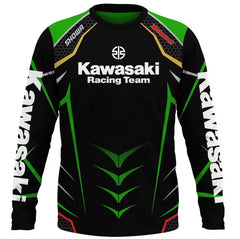 Kawasaki Motorcycle Racing Team Men Colourful T-shirt Long Sleeve Spring And Autumn Men Tee Shirts 2024 New Sports Streatwear Style Children Clothes Tops -By Sea Courier Method 🚢📦
