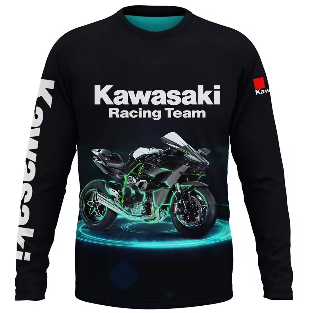 Kawasaki Motorcycle Racing Team Men Colourful T-shirt Long Sleeve Spring And Autumn Men Tee Shirts 2024 New Sports Streatwear Style Children Clothes Tops -By Sea Courier Method 🚢📦