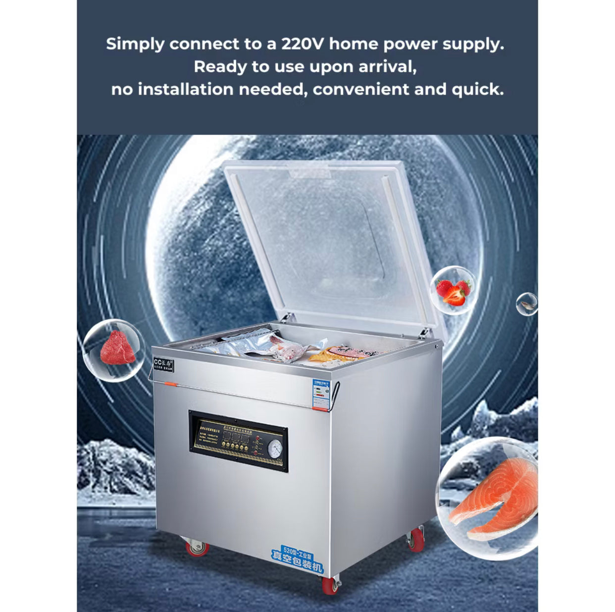 Commercial-Grade Automatic Vacuum Sealer Machine – Large Capacity, Dry and Wet, Vacuum Packing 520 -By Sea Courier Method 🚢📦