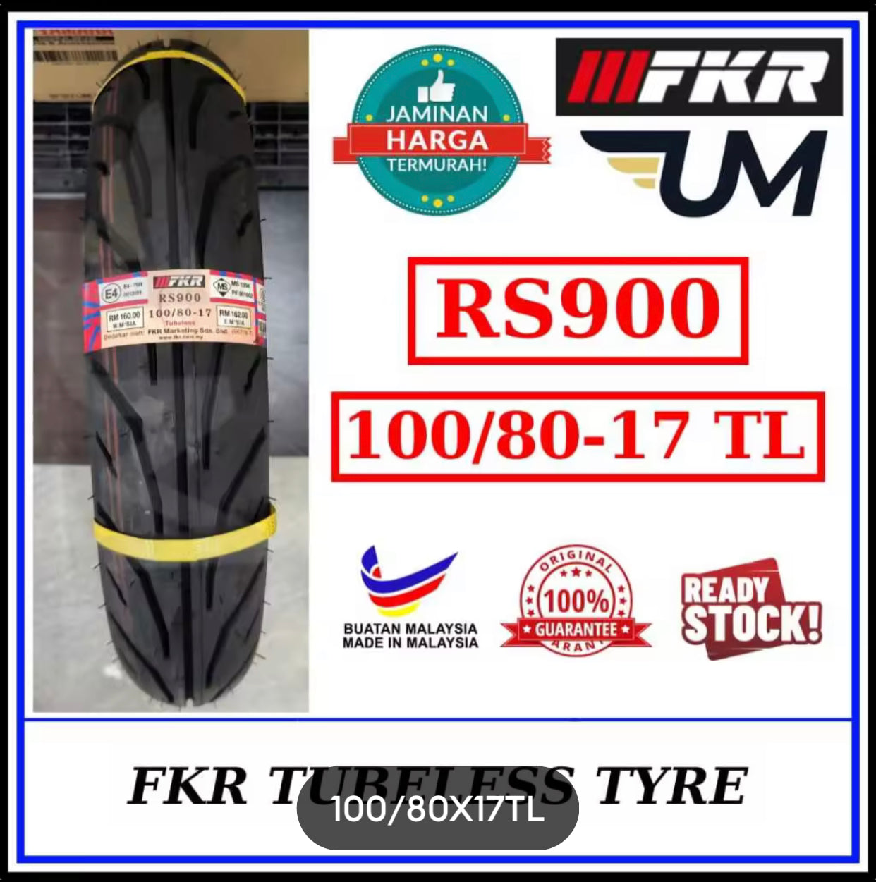 FKR TYRE TAYAR 17 RS900 Tubeless 70/90 80/90 100/80 120/70-17 RS900 (Cutting TT9) TT900 DUNLOP BUNGA TAJAM TIRE TT -By Sea Courier Method 🚢📦