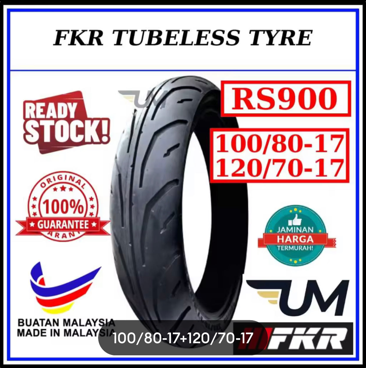 FKR TYRE TAYAR 17 RS900 Tubeless 70/90 80/90 100/80 120/70-17 RS900 (Cutting TT9) TT900 DUNLOP BUNGA TAJAM TIRE TT -By Sea Courier Method 🚢📦