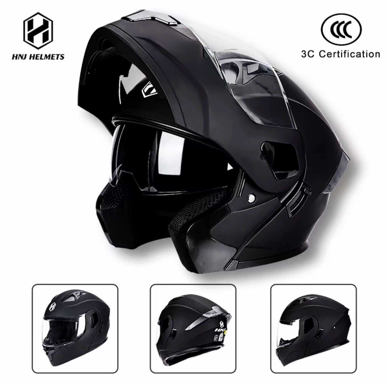 HNJ Flip Up Helmet Motorcycle Double Visor Modular Full Face-By Sea Courier Method 🚢📦