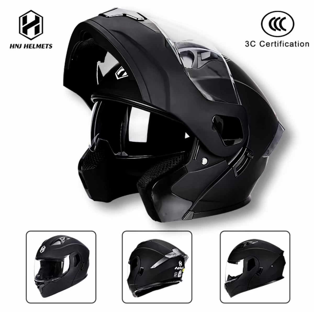 HNJ Flip Up Helmet Motorcycle Double Visor Modular Full Face-By Sea Courier Method 🚢📦