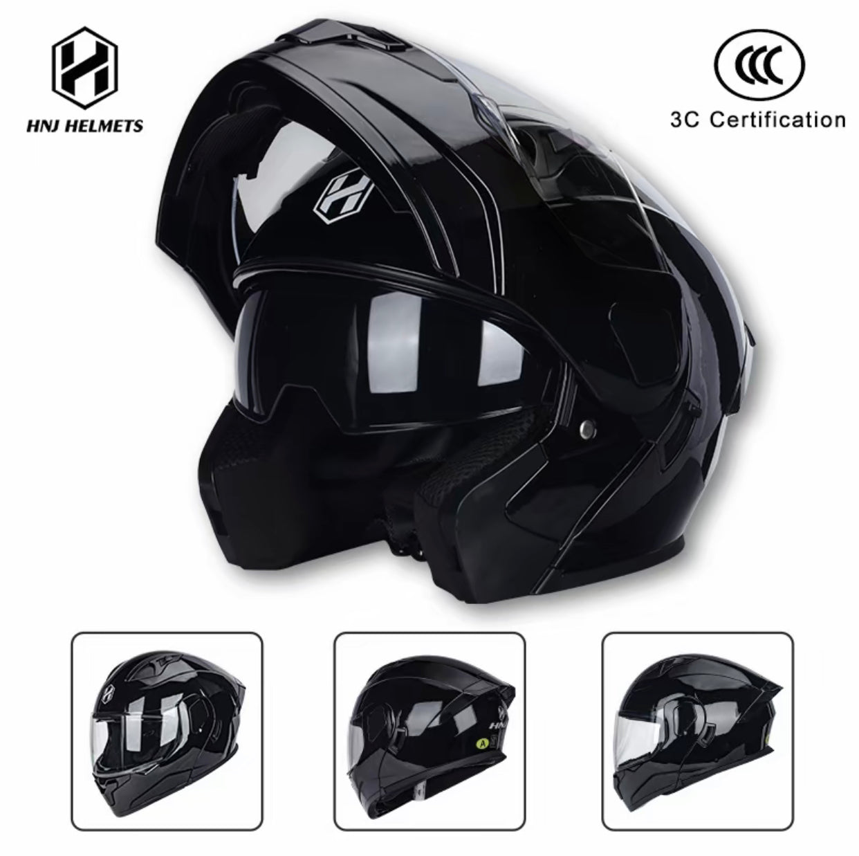 HNJ Flip Up Helmet Motorcycle Double Visor Modular Full Face-By Sea Courier Method 🚢📦