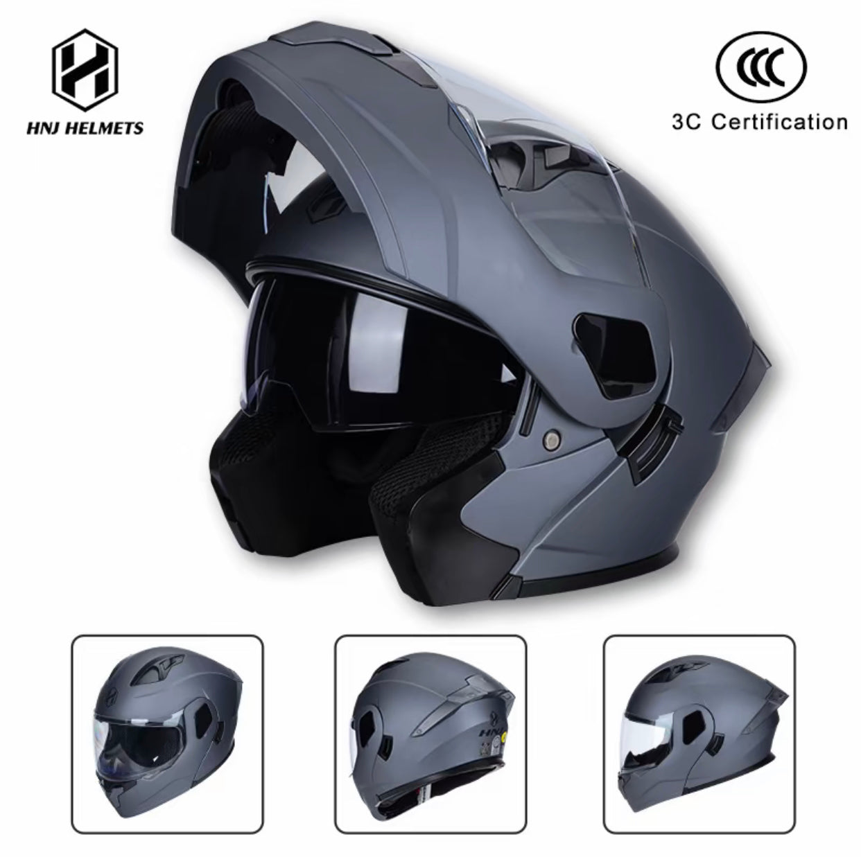 HNJ Flip Up Helmet Motorcycle Double Visor Modular Full Face-By Sea Courier Method 🚢📦