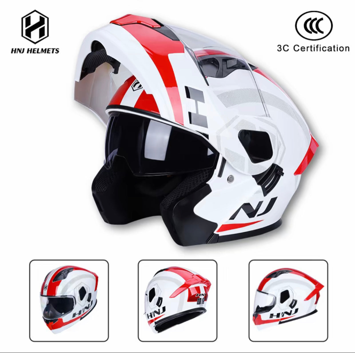 HNJ Flip Up Helmet Motorcycle Double Visor Modular Full Face-By Sea Courier Method 🚢📦
