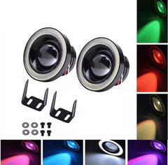 ￼1pcs 3.0 Angel Eyes Fog Lamp 12V Universal 2.5 COB LED DRL Lamp 3.5 Driving Lights White Blue Pink Yellow Green 64/76/89mm -By Sea Courier Method 🚢📦