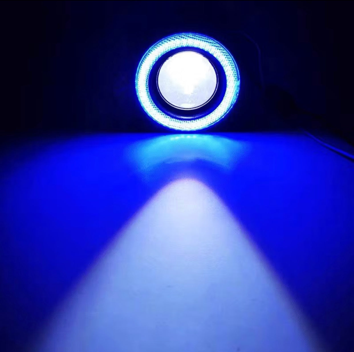 ￼1pcs 3.0 Angel Eyes Fog Lamp 12V Universal 2.5 COB LED DRL Lamp 3.5 Driving Lights White Blue Pink Yellow Green 64/76/89mm -By Sea Courier Method 🚢📦