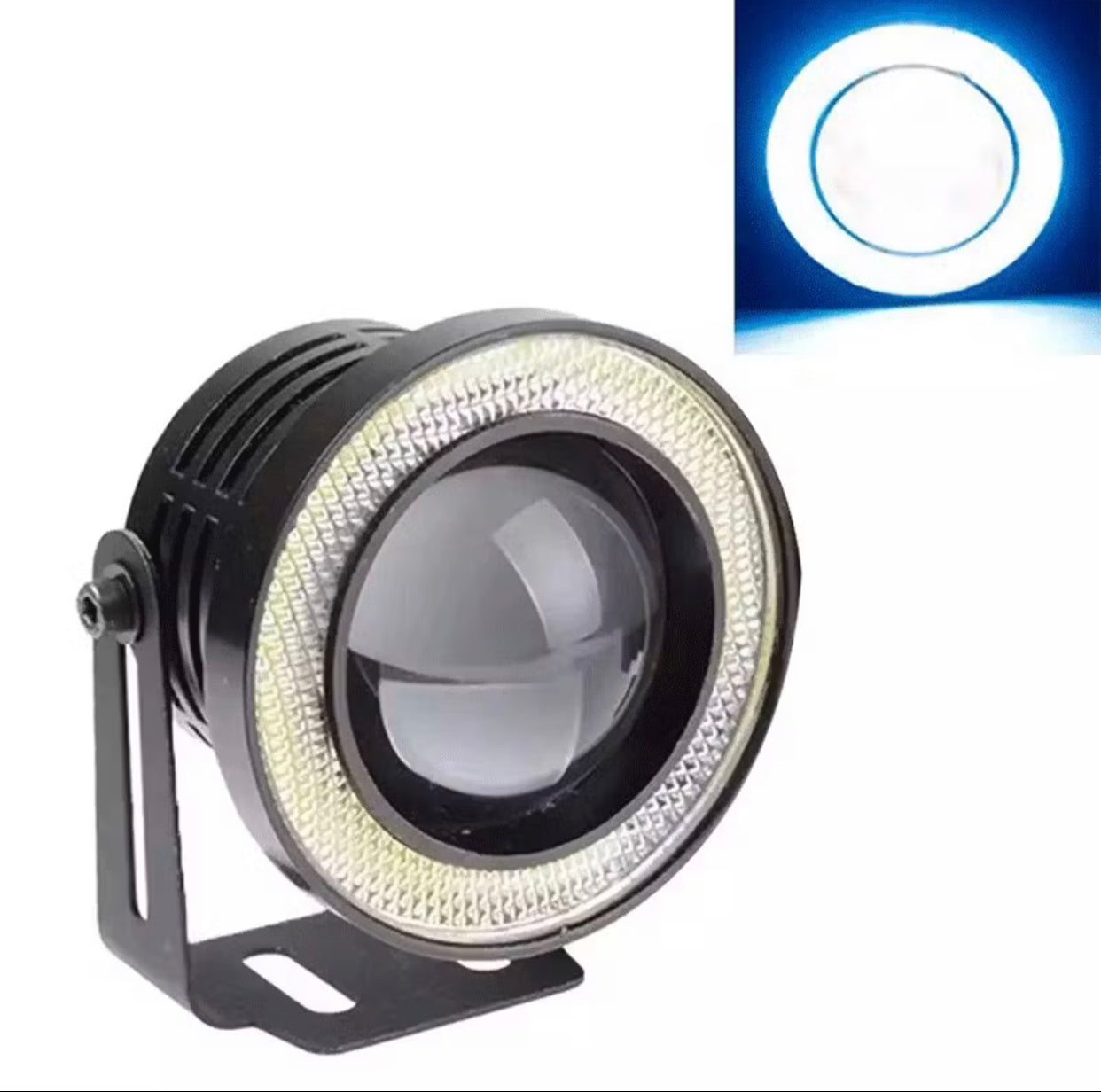 ￼1pcs 3.0 Angel Eyes Fog Lamp 12V Universal 2.5 COB LED DRL Lamp 3.5 Driving Lights White Blue Pink Yellow Green 64/76/89mm -By Sea Courier Method 🚢📦