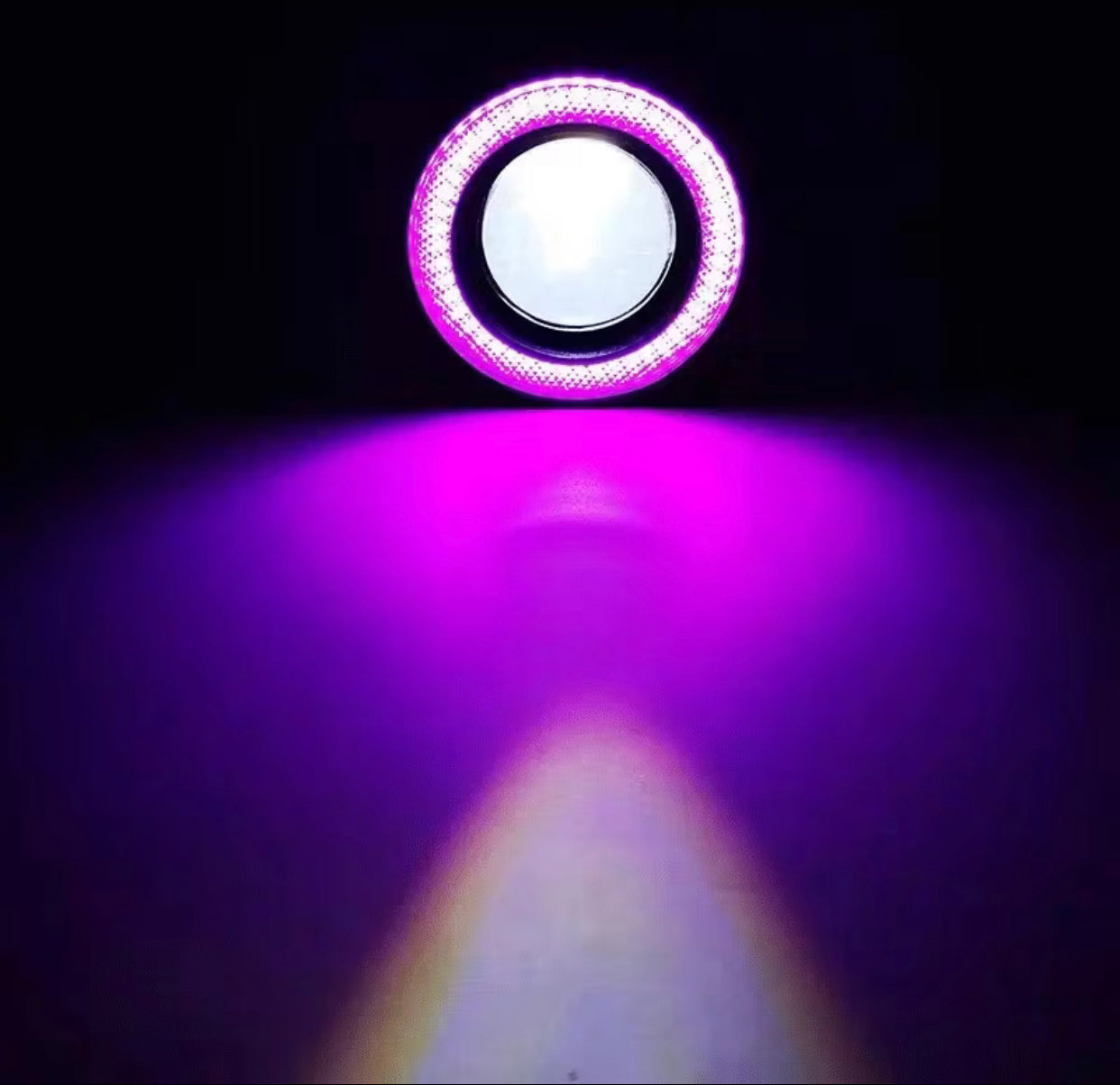 ￼1pcs 3.0 Angel Eyes Fog Lamp 12V Universal 2.5 COB LED DRL Lamp 3.5 Driving Lights White Blue Pink Yellow Green 64/76/89mm -By Sea Courier Method 🚢📦