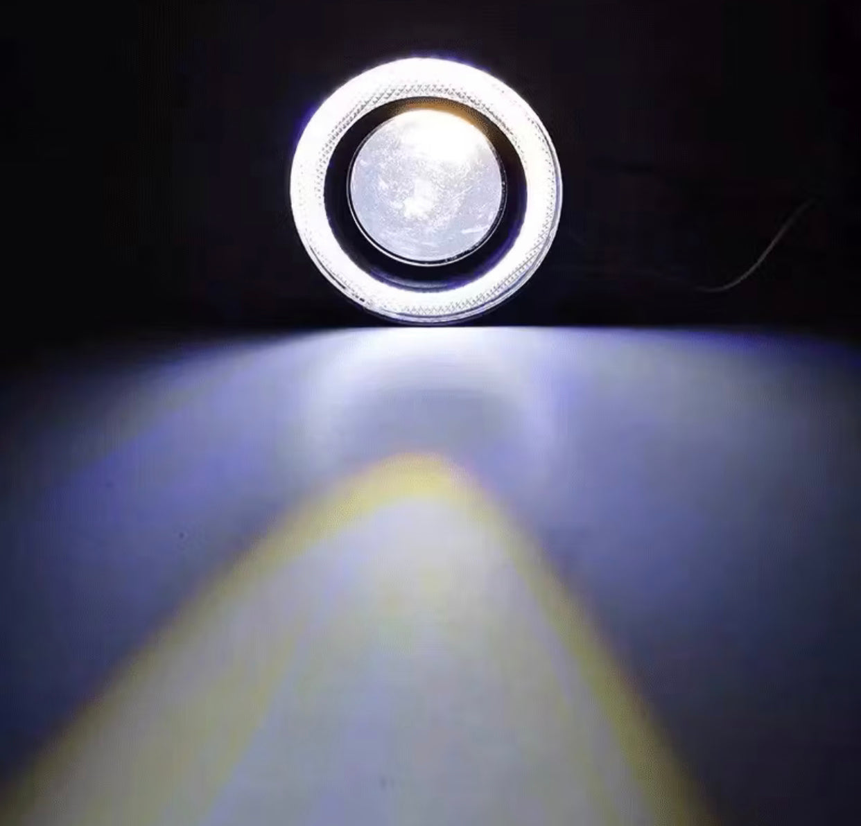 ￼1pcs 3.0 Angel Eyes Fog Lamp 12V Universal 2.5 COB LED DRL Lamp 3.5 Driving Lights White Blue Pink Yellow Green 64/76/89mm -By Sea Courier Method 🚢📦