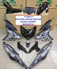 COVERSET Y15ZR V1- EXCITER LIMITED EDITION BLACK COPPER RAPIDO BODY COVER SET YAMAHA YSUKU Y15 MOTOR ACCESSORIES WARNA HITAM BLACK MATTE (RACS027U) -By Sea Courier Method🚢📦