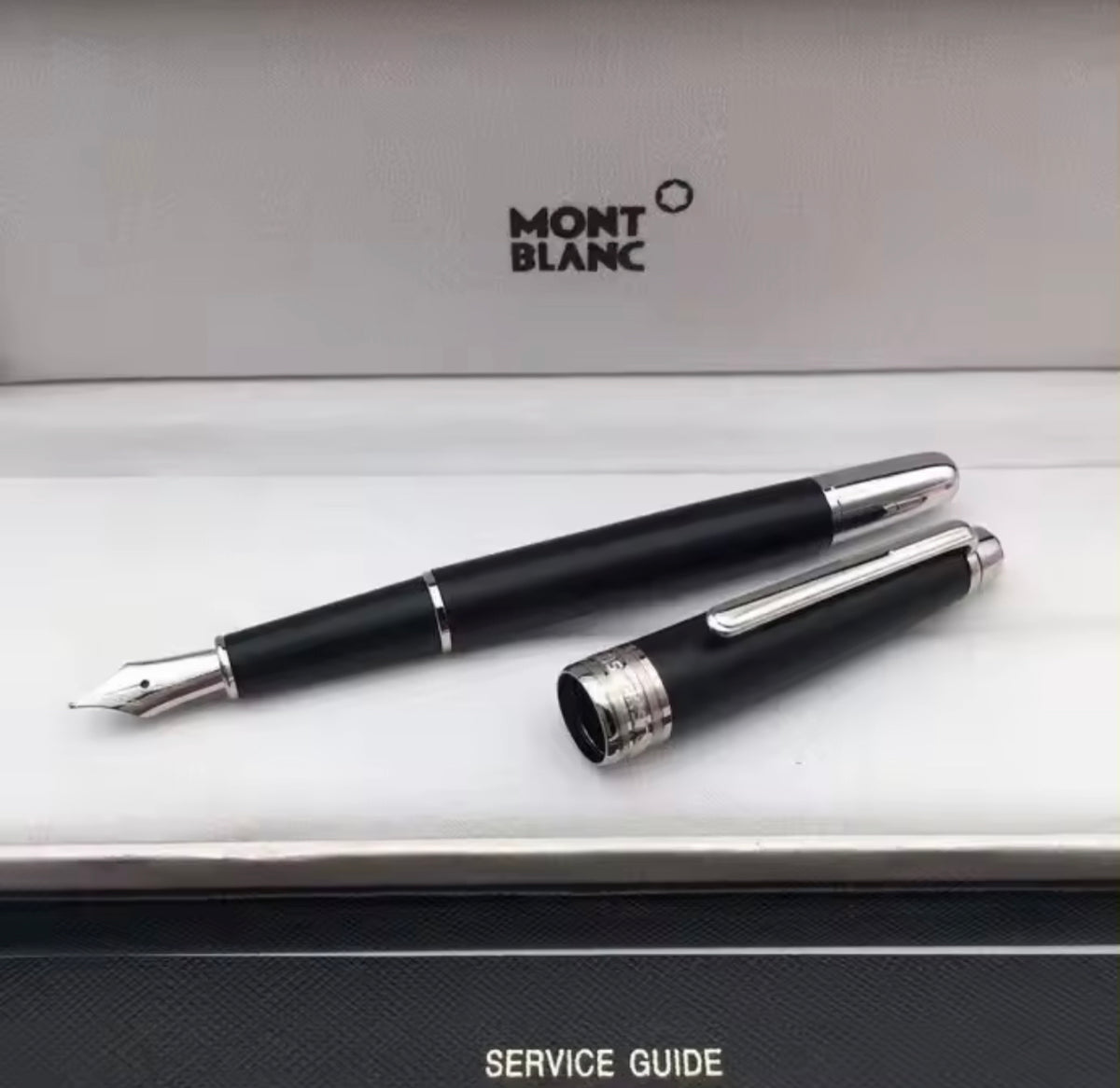 MONTBLANC Starwalker Ink Pen Black Platinum Plated 25602 -By Sea Courier Method🚢📦