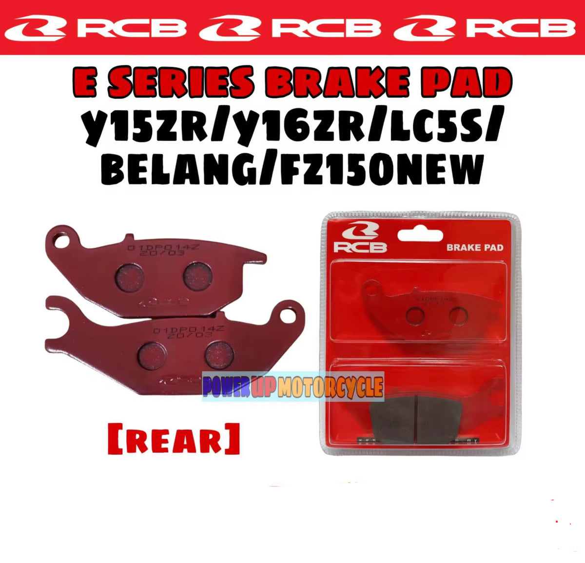 Y15ZR Y15 Y16ZR Y16 LCES LC5S FZ150 NEW BELANG RCB E SERIES REAR BELAKANG DISC BREK BRAKE PAD RACING BOY APIDO TOBAKI -By Air Courier Method ✈️📦