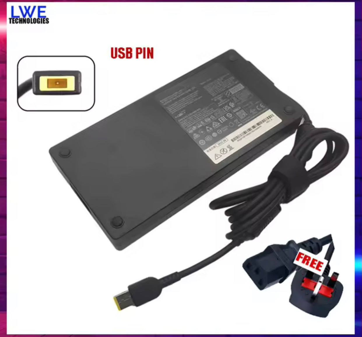 New 20V 15A 300W Laptop charger ac adapter For Lenovo Legion Y920 R9000P R9000K Y9000K Y9000X -By Sea Courier Method 🚢📦