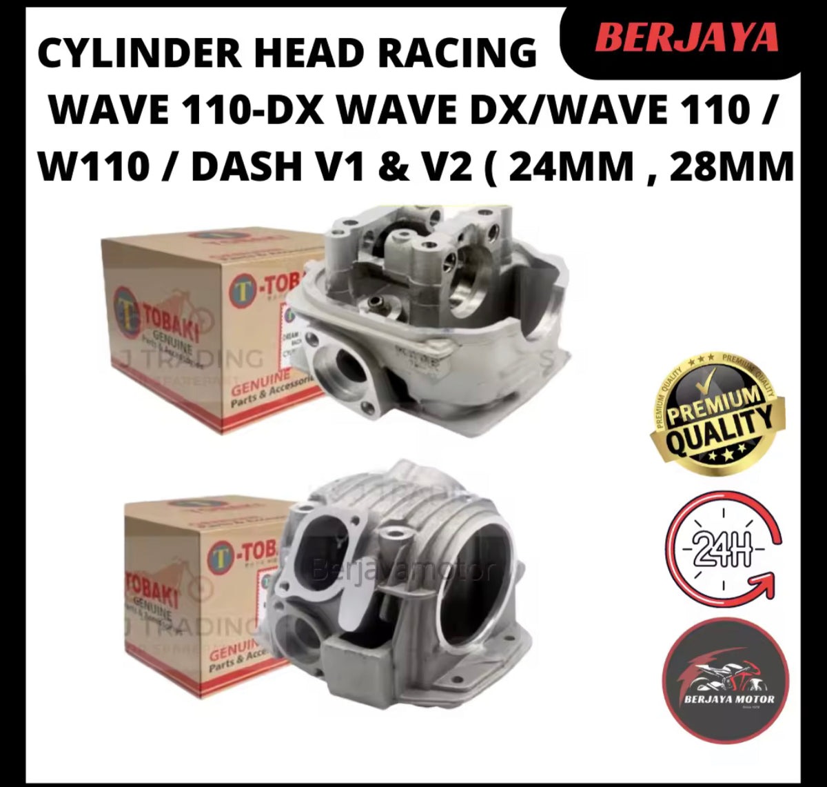 TOBAKI CYLINDER HEAD RACING W110 / DASH v1 & v2 ( 24MM , 28MM )/MR2 -By Sea Courier Method 🚢📦