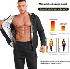 NEENCA Sauna Suit for Men Fitness, Sauna Jacket for Workout, Men Gym Coat, Quick Sweating Hooded Jacket, Muscle Build-up Weight Loss Sport Clothes -By Sea Courier Method 🚢📦