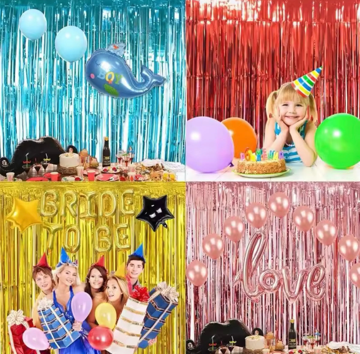 1M*2M Foil Curtain TInsel Backdrop Birthday Party Wall Background Festival Decor -By Sea Courier Method 🚢📦