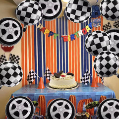 12pcs,18 inch black and white checkered balloons for car wheels, used as decorative items for racing themed birthday parties -By Sea Courier Method 🚢📦