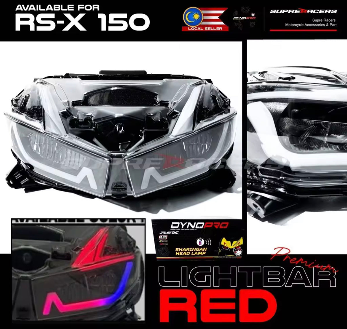 RS-X Headlamp LED I PROMAX I Sharingan RGB / Lighbar LED I APP Control - Multi Colour Mode I PNP HONDA RSX 150 WINNER X -By Sea Courier Method 🚢📦