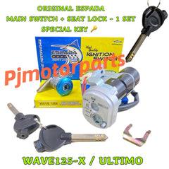 ￼HONDA WAVE125-X / ULTIMO - ORIGINAL ESPADA 1 SET SPECIAL KEY MAIN SWITCH + SEAT LOCK KUNCI MAINSWITCH MASTER WAVE 125 X -By Sea Courier Method 🚢📦