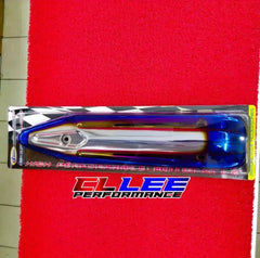 ￼LC135 NEW - V2 V3 V4 COVER EXHAUST TITANIUM PROTECTOR #SILVER TITANIUM #BLUE STRIPE #BLUE -By Sea Courier Method 🚢📦