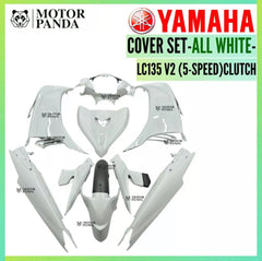 ￼YAMAHA LC135 V2-V4 4S 5SPEED LC 135LC Cover Set Coverset Body Caver Complete White Kaver Kaverset -By Sea Courier Method 🚢📦