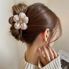 Elegant Woolen Flower Hair Claw for Women