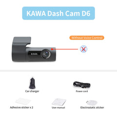 KAWA D6 Dash Cam - 1440P Video Recorder, Voice Control, Parking Mode, Night Vision