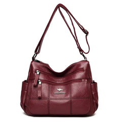 Designer 3-Layer Leather Shoulder Bag