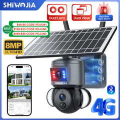 SHIWOJIA 4K 8MP Solar Camera 4G SIM/WIFI Outdoor Security