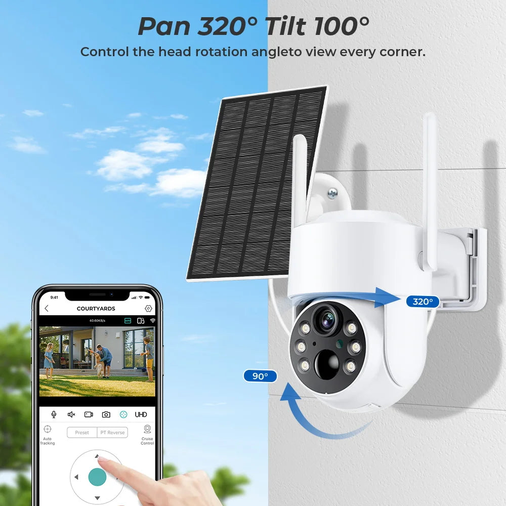 4MP Solar Outdoor Camera with PIR Human Detection