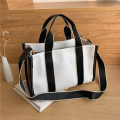 Designer Striped Canvas Shoulder Bag