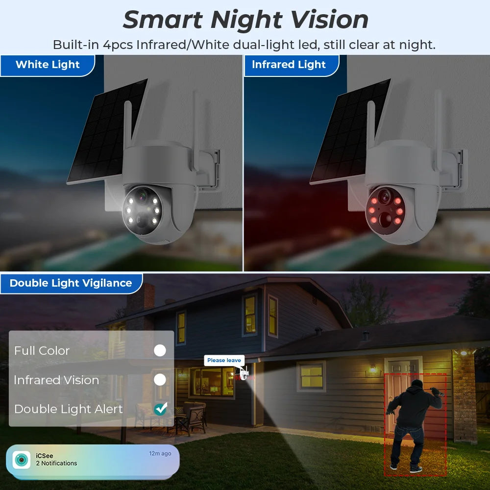 4MP Solar Outdoor Camera with PIR Human Detection