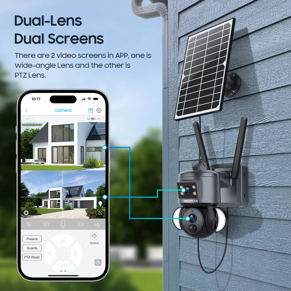 SHIWOJIA 4K 8MP Solar Camera 4G SIM/WIFI Outdoor Security