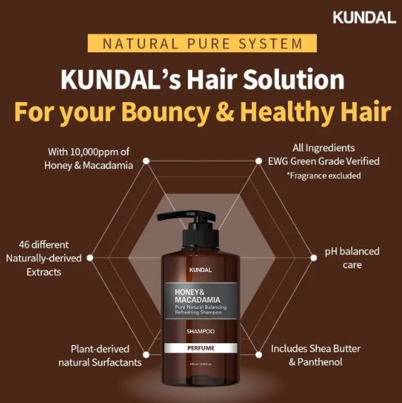 KUNDAL Honey & Maccadamia Nature Shampoo 500ml /White Musk/Cherry Blossom/YLANG/ BLACKBERRY BAY /LYCHEE APRICOT/PEACH -By Sea Courier Method🚢📦