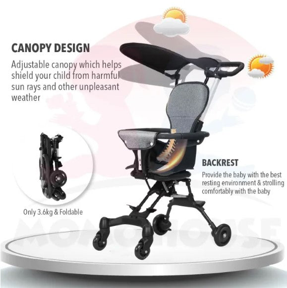 Stroller+2 Cushion - Auby Foldable Stroller Lightweight Stable Soft Seat Hand Push For Baby -By Sea Courier Method🚢📦