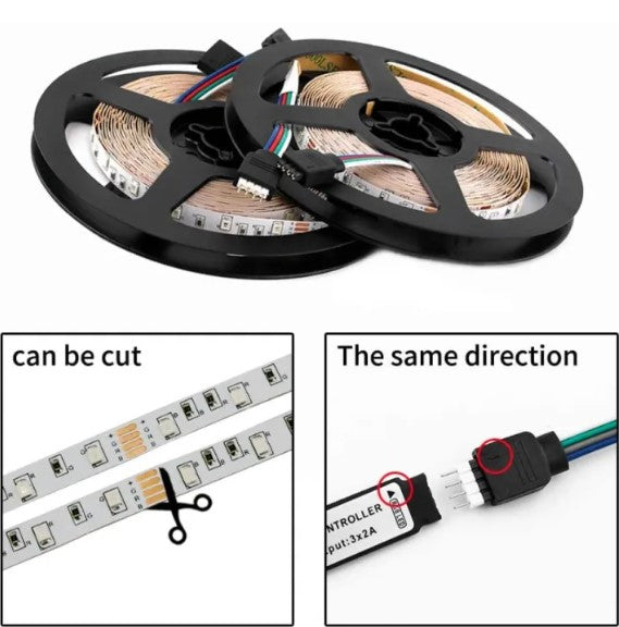 LED strip RGB with 24-key remote control SMD 5050 color variable TV background light USB power supply 30led/mDc5V flexible strip 5M -By Sea Courier Method 🚢📦