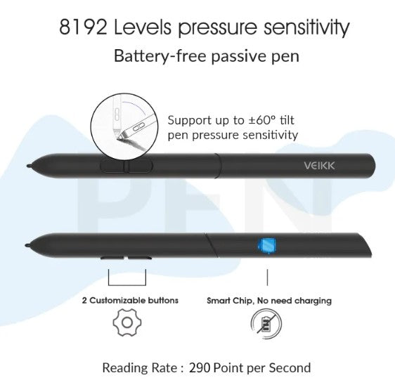 VEIKK S640 6 x 4 inch Ultra-Thin Easy Carrying Pen Tablet Graphics Drawing Tablet Support Androidphone Digital Drawing Writing Pad with 8192 Levels Pressure Sensitivity Battery-Free Pen -By Sea Courier Method 🚢📦