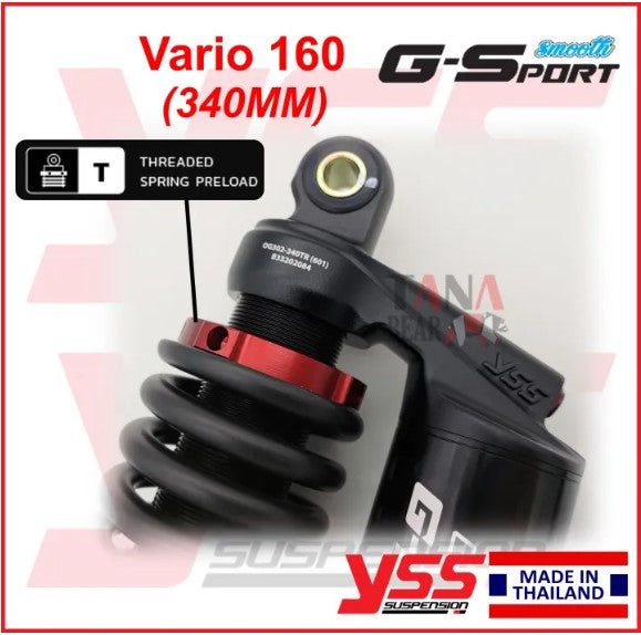 YSS Vario160 (340MM) G-Sport [Free Heavy Duty Spring]. Adjustable absorber monoshock GSport Vario 160 Honda, Original Th -By Sea Courier Method 🚢📦